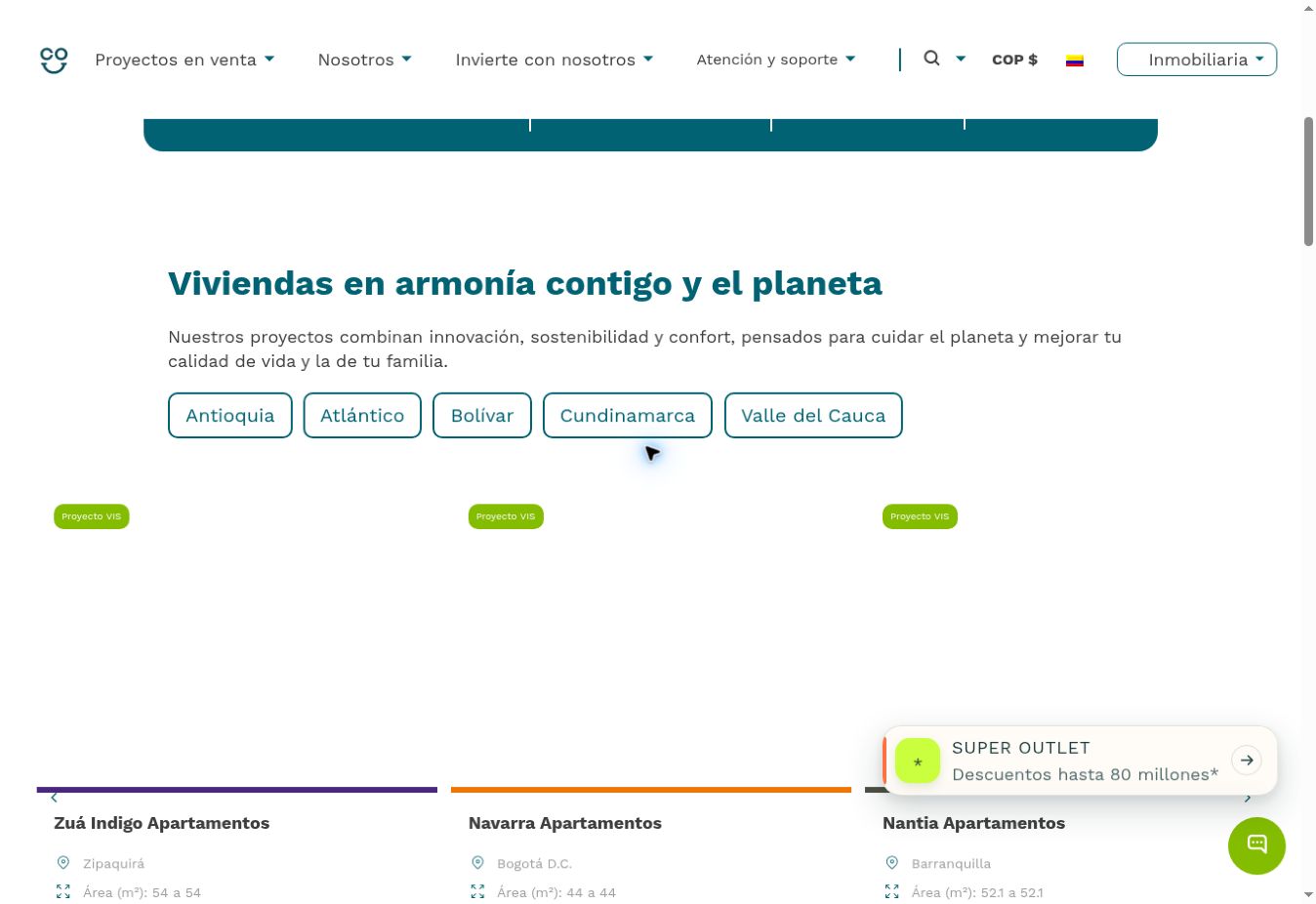 Vista del sitio web de Conaltura